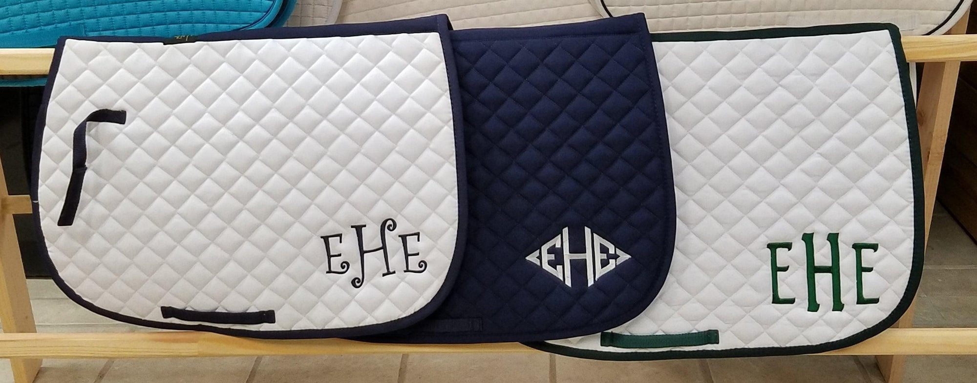 Customizable All Purpose Saddle Pads- Team Patch or Monogram - Wilsun Custom Horse Blankets & Fine Horse Accessories