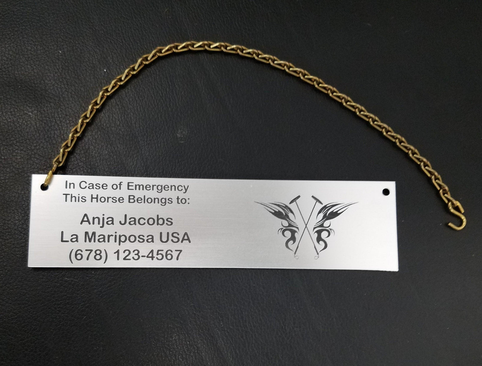 Engraved Emergency Contact Show Plate - Wilsun Custom Horse Blankets & Fine Horse Accessories
