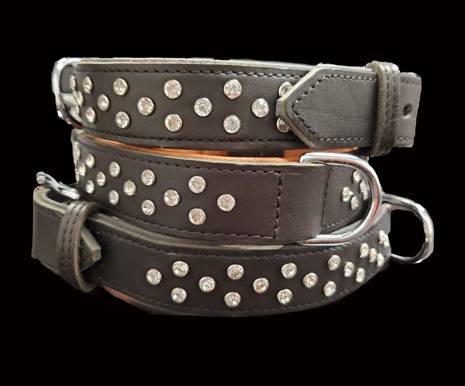 Glam Rhinestone Leather Collar - Wilsun Custom Horse Blankets & Fine Horse Accessories