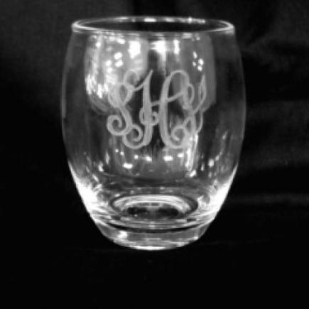 Monogrammed Stemless Wine Glasses & Champagne Flutes - GB Design House